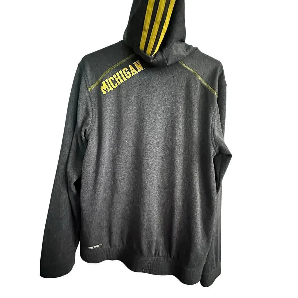 Adidas Gray & Yellow UNIVERSITY OF MICHIGAN Full Zip Climawarm Track Jacket S